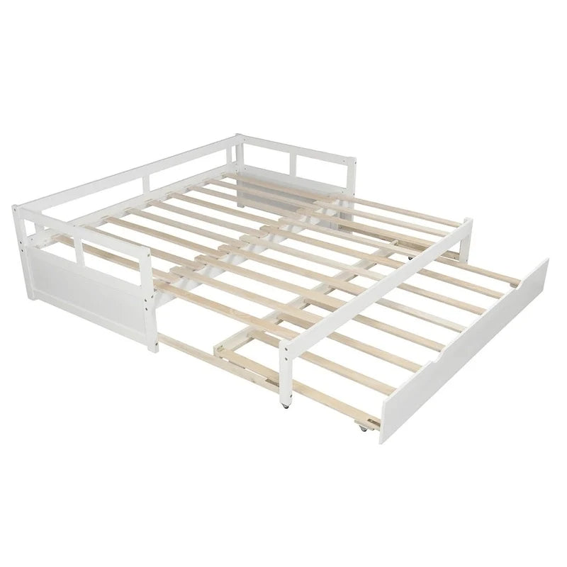 Letto da giorno allungabile con letto estraibile, letto da giorno in legno con letto estraibile