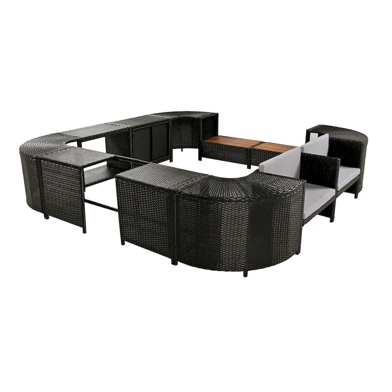 Spa-Umrandung, Spa-Gestell, viereckiges Outdoor-Lounge-Set aus Polyrattan