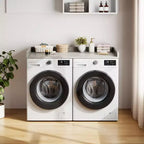 Plan de travail pour lave-linge et sèche-linge, plateau de buanderie avec rebord surélevé et tapis antidérapant pour panier à linge, rangement et organisation de la buanderie