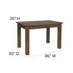 Prostokątny stół do jadalni Flash Furniture 46 x 30 z litej sosny