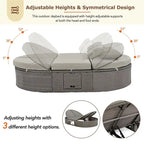 Letto prendisole da esterno per patio, daybed per 2 persone con cuscini e guanciali