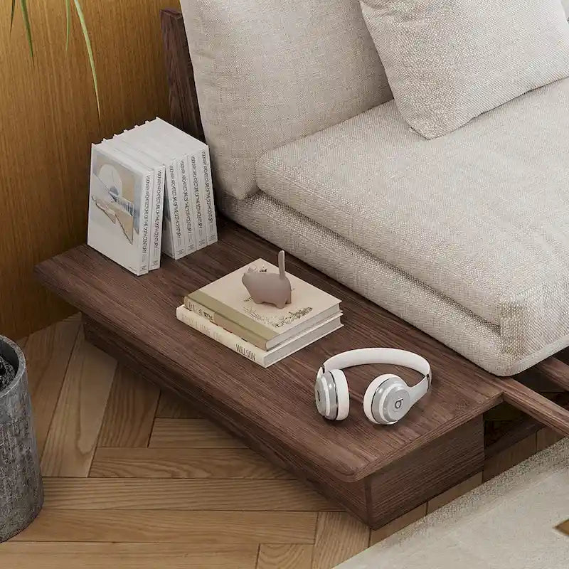 JASIWAY nowoczesna sofa z litego drewna tapicerowana bawełną i lnem