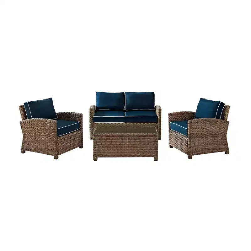 Conjunto de conversação de exterior em vime com 4 peças Bradenton - Crosley