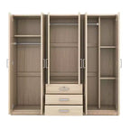 Roupeiro de madeira com 6 portas e gavetas para quarto
