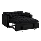 Sofá-cama de 2 lugares 4 em 1 com braços e bolsos de arrumação, sofá-cama extraível multifunções com encosto ajustável