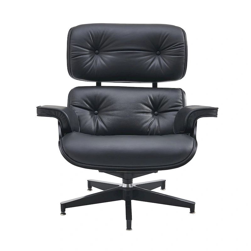Moderner Ledersessel im Mid-Century-Stil, Relaxsessel mit Armlehnen und Liegefunktion
