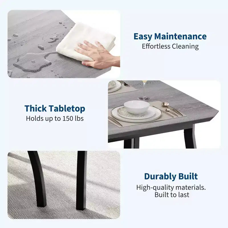 Ensemble table et chaises de cuisine à structure métallique en 5 pièces, avec design chanfreiné