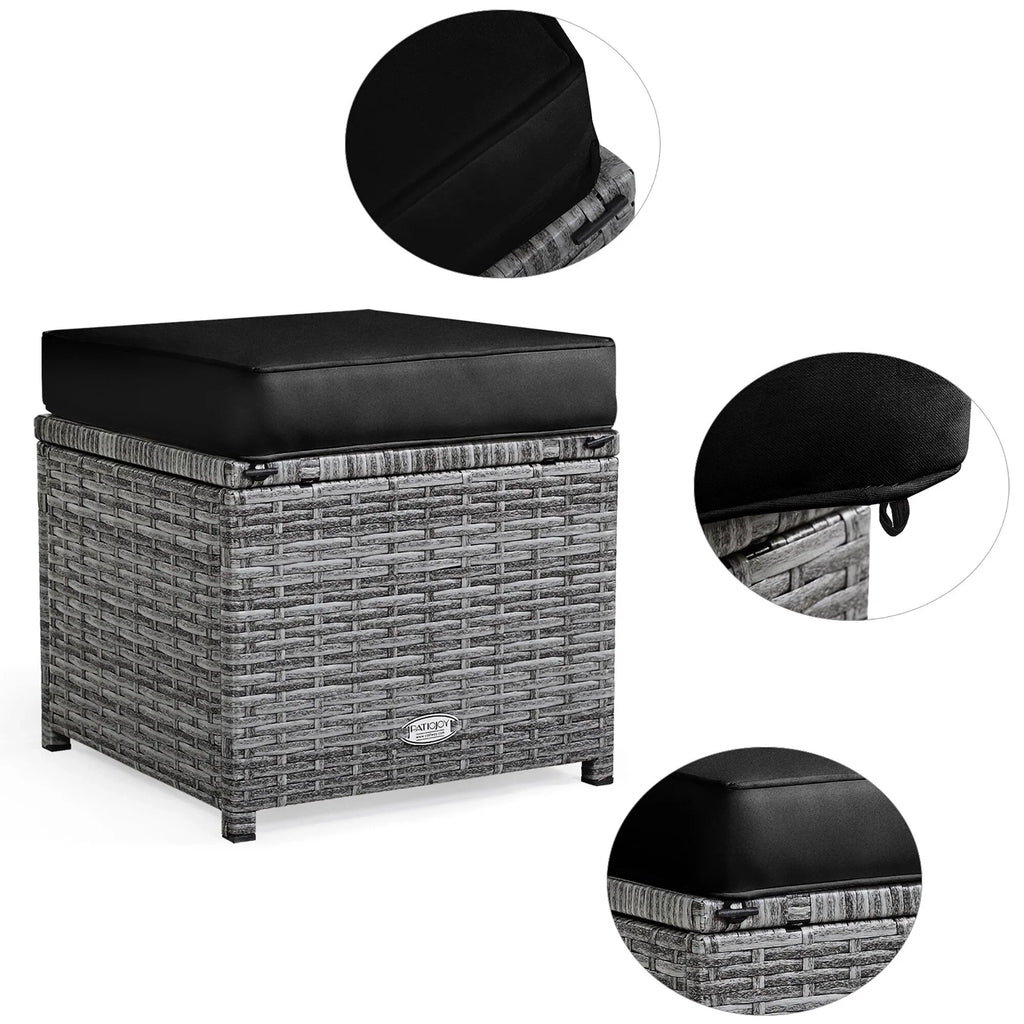Costway 7-teiliges Dining-Set aus Polyrattan für die Terrasse mit Ecksofa, Couch und Hocker – Details anzeigen