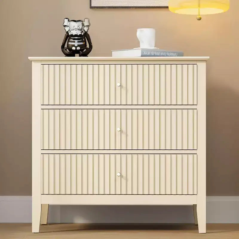 Comò Heynemo a 3 cassetti, comodino in legno verniciato alto 30 pollici con contenitore, ampia cassettiera moderna con guide a sfere