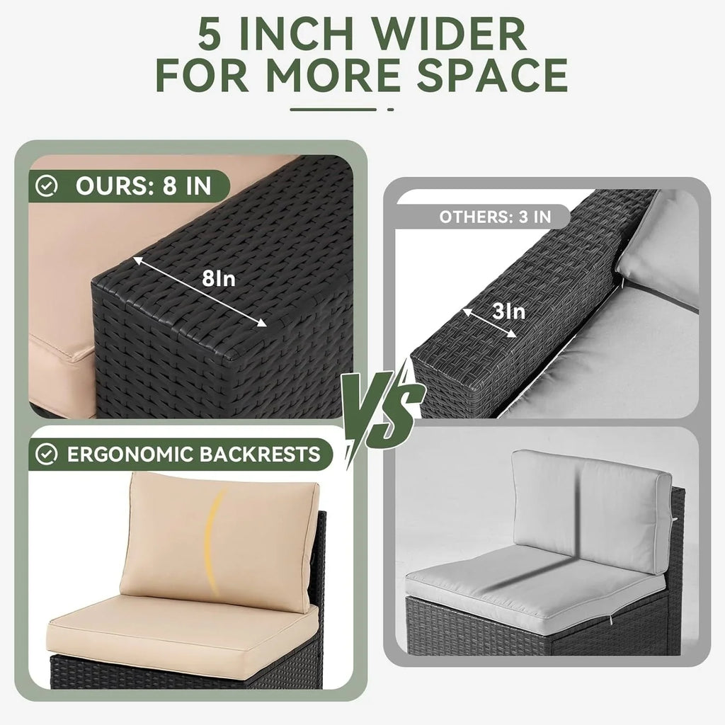 Ensemble de mobilier de terrasse extérieur avec coussins épaissis de 10 cm