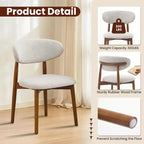 Zestaw 4 krzeseł do jadalni, tapicerowane krzesła w stylu mid-century modern, krzesła kuchenne w stylu wiejskim z wyściełanym siedziskiem z tkaniny i drewnianymi nogami, beżowe