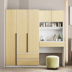3-in-1-Kleiderschrank mit Schminktisch, Schreibtisch-Set, Schlafzimmerschrank mit 2 Schubladen, 3 Türen und Stauraum