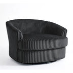 Fauteuil pivotant tonneau surdimensionné de 43 W en velours côtelé moelleux avec accoudoirs encastrés