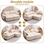 Zweisitzer-Sofa mit 2 Sitzkissen, 2 Kissen und 2 Hockern, bequemes Sofa – tiefes Wohnzimmer-Sofa, modulares Sofa