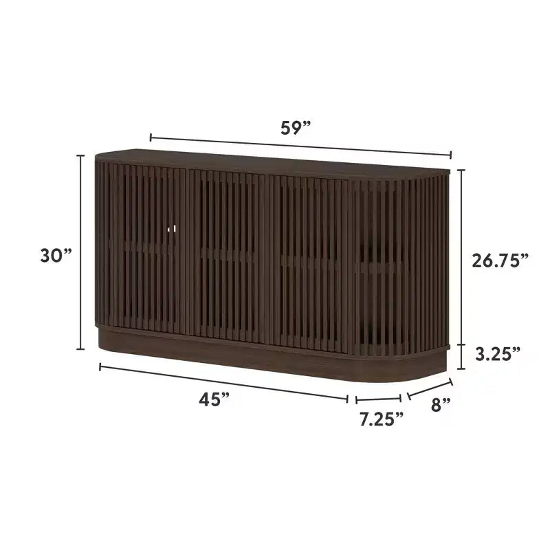 Credenza Plank+Beam Contour in legno massello con 3 ante, mobile TV da 59 pollici per il soggiorno