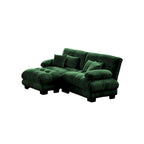 Sofá de dois lugares em forma de L, sofá modular em chenille com almofadas lombares
