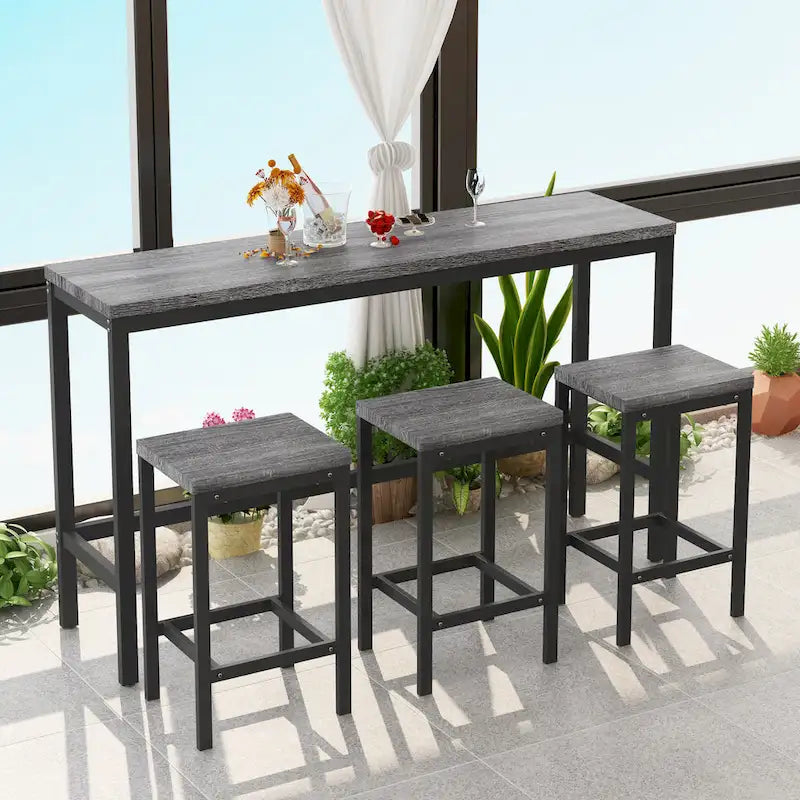 Bistrotisch-Set mit 3 Hockern