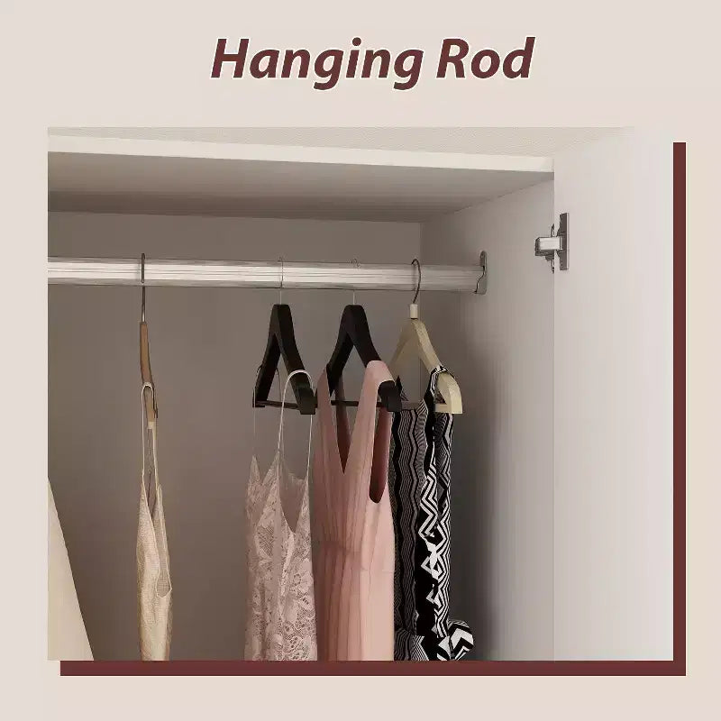 Roupeiro Hitow com 2 gavetas grandes, área central para pendurar roupa e espelho, estilo minimalista