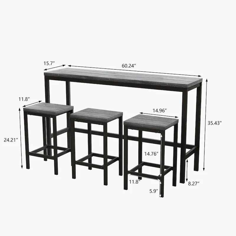 Bistrotisch-Set mit 3 Hockern
