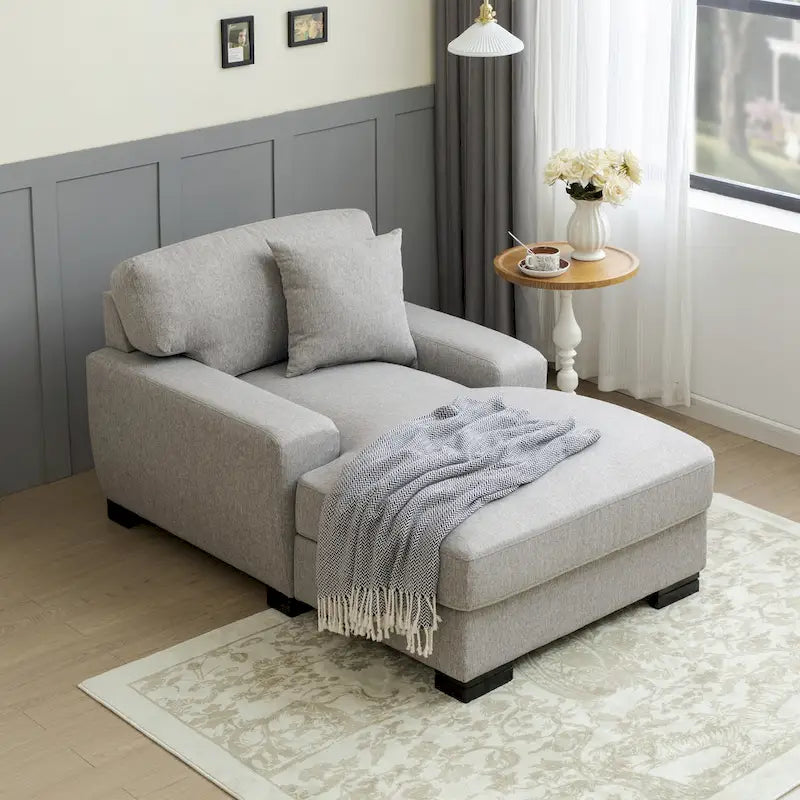 Modernes übergroßes Mid-Century-Schlafsofa mit Récamiere und Kissen