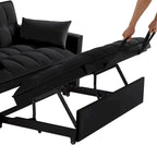 Sofá-cama de 2 lugares 4 em 1 com braços e bolsos de arrumação, sofá-cama extraível multifunções com encosto ajustável