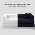 4-in-1-Schlafsofa, 79 Zoll rahmenlose Faltbodenmatratze aus Cord mit Kissen, ohne Montage, Loveseat für kleine Wohnungen
