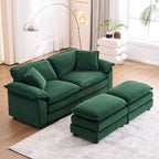 Zweisitzer-Sofa mit 2 Sitzkissen, 2 Kissen und 2 Hockern, bequemes Sofa – tiefes Wohnzimmer-Sofa, modulares Sofa