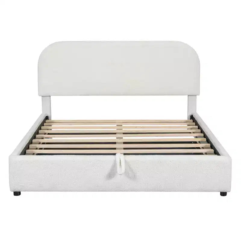 Letto imbottito matrimoniale con contenitore sollevabile - bianco