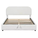 Letto imbottito matrimoniale con contenitore sollevabile - bianco