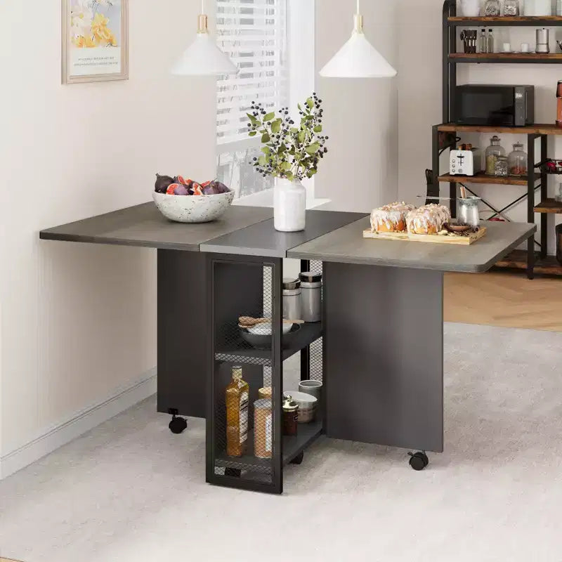 Klappbarer Esstisch für die Küche, platzsparender Esstisch, ausziehbarer Küchen-Klapptisch mit 6 Rädern für kleine Räume
