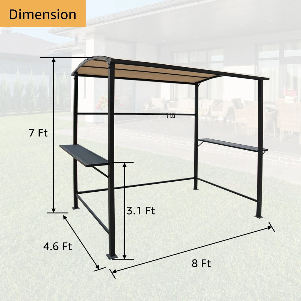 Grillpavillon mit Stahlrahmen, 5 x 8 Fuß, für den Außenbereich, Überdachung und Grillunterstand