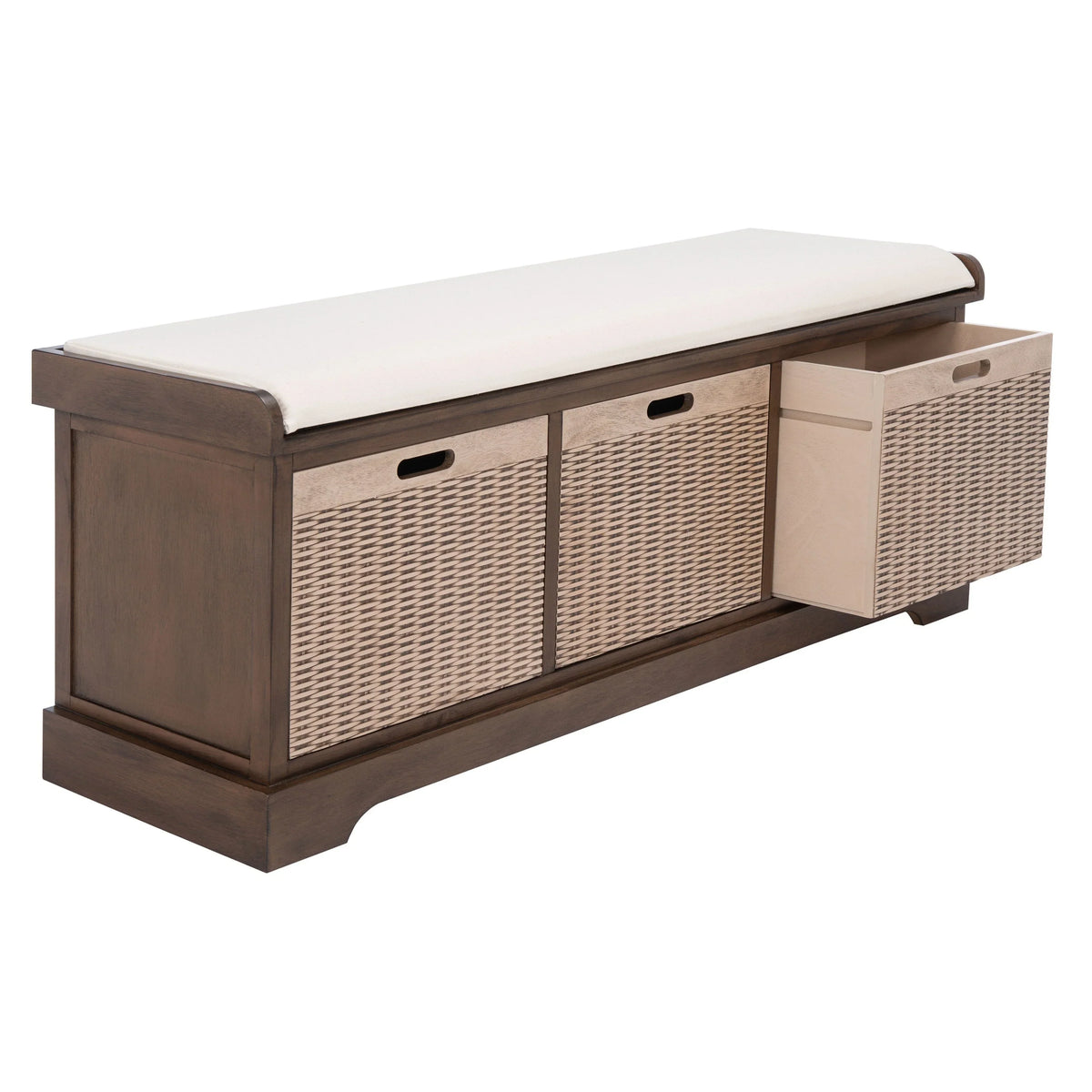 Úložná lavice SAFAVIEH Fiorello se 3 zásuvkami a polstrováním - 47.3 W x 15 L x 19 H - 47Wx15Dx19H