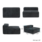 Grand canapé d’angle modulable en velours côtelé, en U, 4 places, avec 2 poufs et 5 coussins