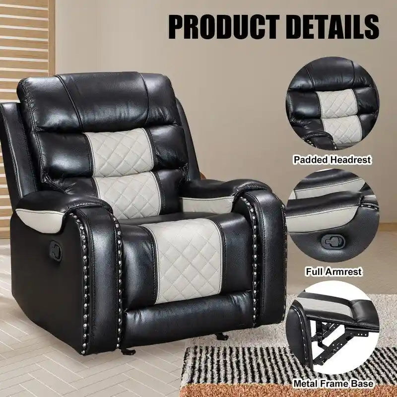 Fauteuil inclinable grand format en similicuir, design américain, pour le salon