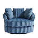 Fauteuil pivotant tonneau surdimensionné de 43 W en velours côtelé moelleux avec accoudoirs encastrés