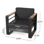 Giovanna Outdoor-Aluminium-Sitzgruppe für 7 Personen mit Feuerstelle von Christopher Knight Home