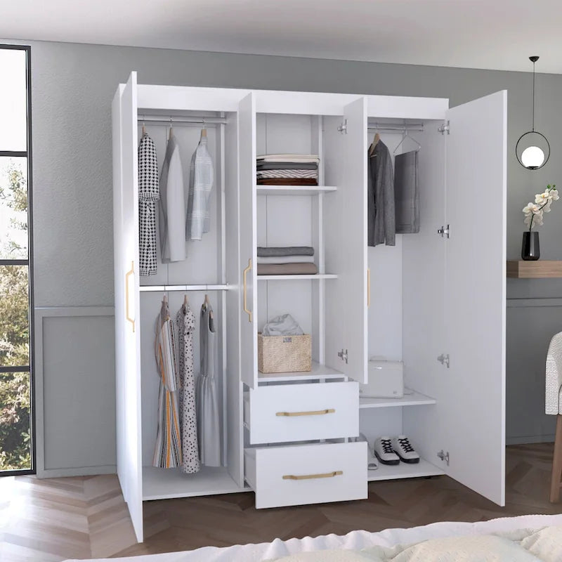 Bariloche Kleiderschrank mit Kleiderstangen, Regalen und 2 Schubladen