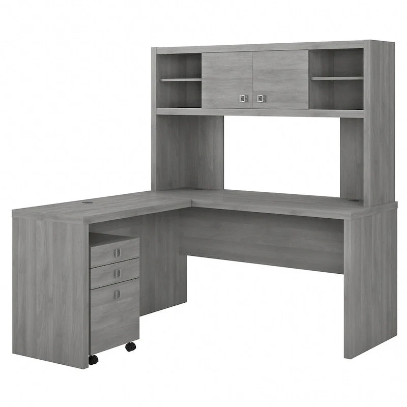 Echo L-vormig bureau met opzetkast en laden