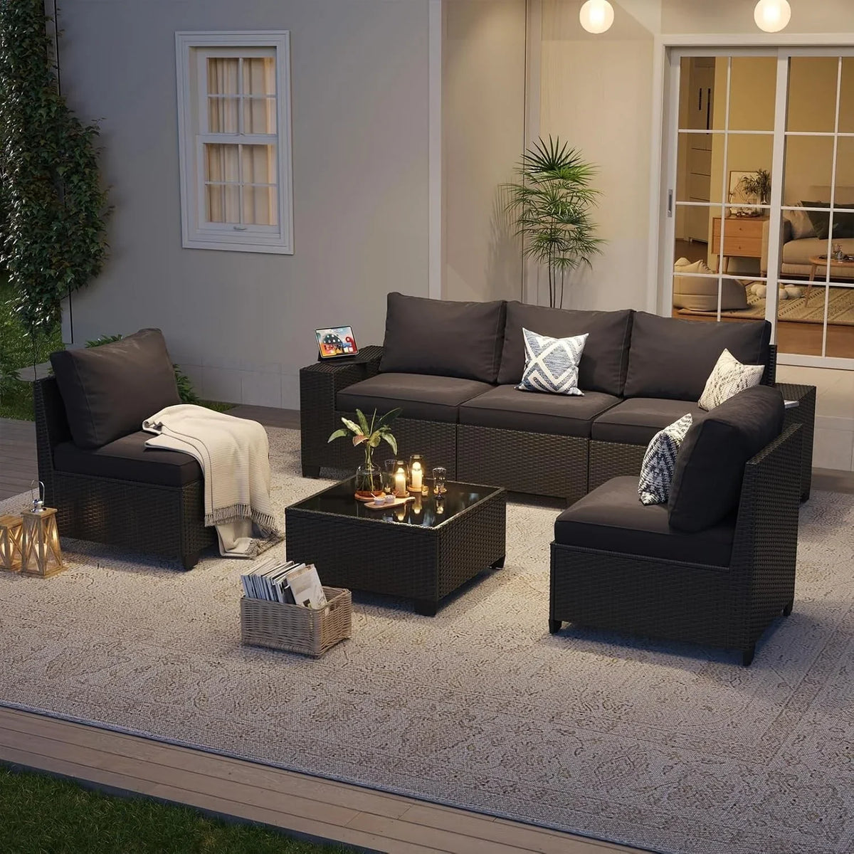 Ensemble de mobilier de terrasse extérieur avec coussins épaissis de 10 cm