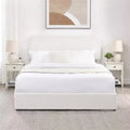 Lit queen-size moderne rembourré en bouclé avec tiroirs de rangement