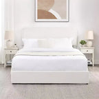 Lit queen-size moderne rembourré en bouclé avec tiroirs de rangement