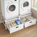 Socle pour lave-linge et sèche-linge VEVOR, hauteur de 22,6 po, 29 x 29 po, avec plateau coulissant et espace de rangement, capacité de charge de 800 lb, antidérapant, blanc