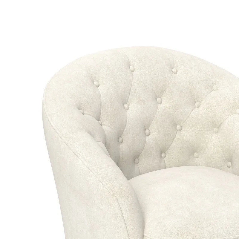 SEYNAR Modern Velvet Upholstered 360 Degree Swivel Barrel Chair with Button Tufted Back Set of 2
