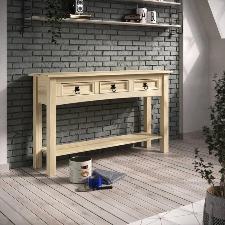 Holzkonsolentisch für den Flur mit 3 Schubladen Corona | Furniture Dash – N/A