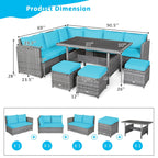 Costway 7-teiliges Dining-Set aus Polyrattan für die Terrasse mit Ecksofa, Couch und Hocker – Details anzeigen