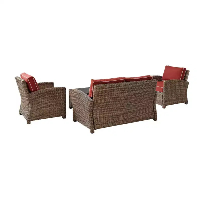 Conjunto de conversação de exterior em vime com 4 peças Bradenton - Crosley