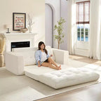 Canapé-lit futon convertible 2-en-1 Mjkone de 71 po, canapé deux places convertible pliable en tissu côtelé avec boutons capitonnés, gain de place