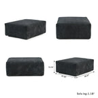 Grand canapé d’angle modulable en velours côtelé, en U, 4 places, avec 2 poufs et 5 coussins