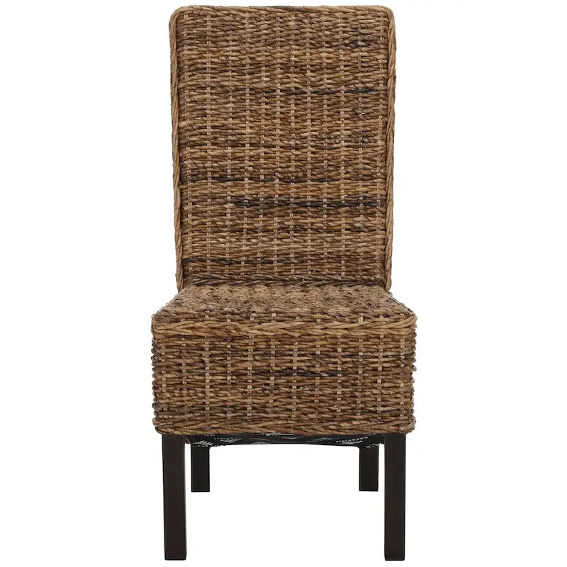 Set aus 2 Esszimmerstühlen aus natürlichem Flechtwerk, 19 B × 22 T × 41 H, Boho-Küstenstil
