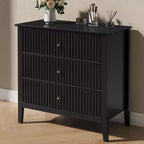 Comò Heynemo a 3 cassetti, comodino in legno verniciato alto 30 pollici con contenitore, ampia cassettiera moderna con guide a sfere
